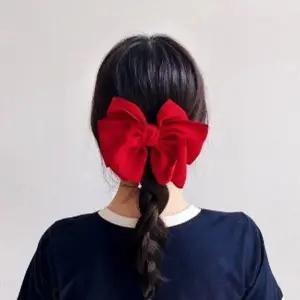 레이어드 큐빅 오토매틱 헤어핀 레드리본 삔-WFCF29B