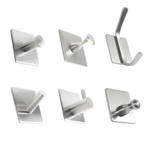 못없이 붙이는 강력부착 스테인리스 사각 모던 벽후크/무타공/후크/다용도/걸이/벽/행거/접착/고리/부착식