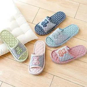 단체슬리퍼 발이편한 두꺼운 3겹 면실내화 체크베어 3중패브릭 거실화 답례품 펜션 학원