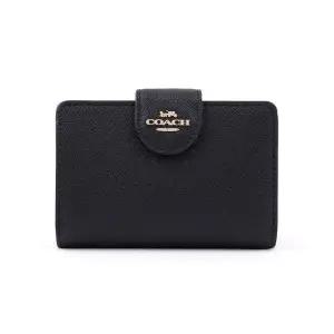 [코치][명품] 코치 반지갑 여자 명품지갑 가죽 똑딱이 지갑 코너 짚 6390IMBLK