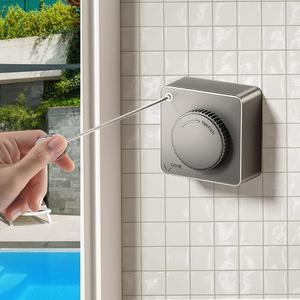 접이식 빨랫줄 실내 투명 빨랫줄 구멍 없는 접이식 스테인리스 스틸 라인 와이어 로프 발코니 세탁 욕실 벽걸이 옷 건조 라인 로프 길이 16.7피트