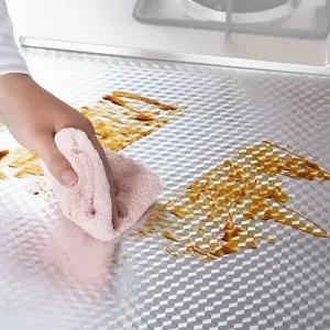 잔솔 알루미늄 주방벽 시트지 방수 싱크대 보호 필름/코팅 데코 상판 가구 셀프 벽지 체크 부착 기름때