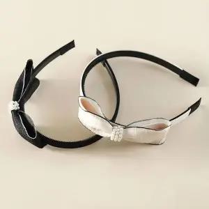 [콩심팥심]깔끔하며 단정한 헤어 밴드 쉬폰리본 진주장식 머리띠