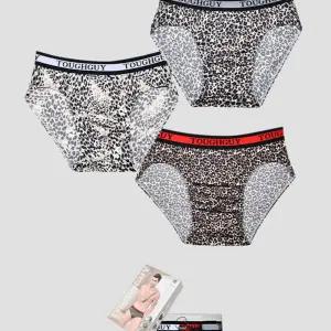레오파드 패턴 아웃밴딩 남성 3매입 삼각팬티/언더웨어/삼각/면스판/위생/착용감/신축성/선물용/남성용/고