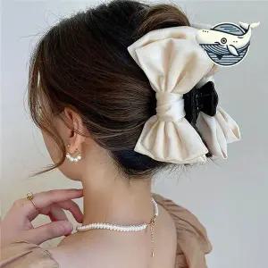 [콩심팥심]우아한 리본 헤어핀 여성용 대형 헤어 집게 핀 큐빅집게핀 큰집게핀
