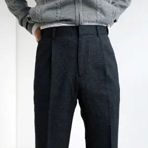 [하프클럽/맨즈북]간절기 겨울용 허리밴드 중년남성 모직정장바지 원턱 잔
