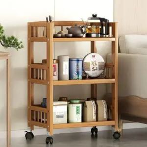 3단 원목 수납장 선반 수납 카트 서랍장 우드