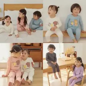 4+1 베베샤 가을 겨울 아기내복 아동 긴팔 긴바지 유아 기모 모달 실내복 키즈 어린이