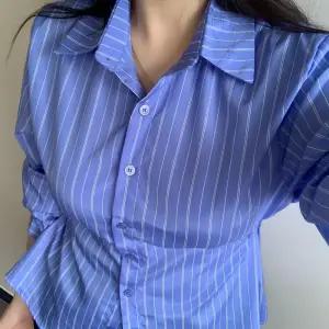 스트라이프 코발트블루 투웨이 소라 흰색블라우스 흰셔츠 여성 와이셔츠 남방