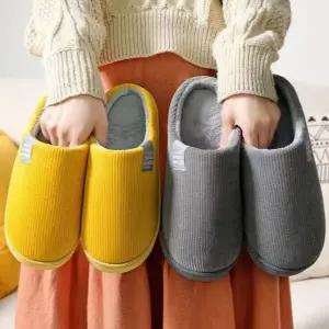 겨울 실내 슬리퍼 두꺼운 극세사 거실화 코듀로이 실내 슬리퍼 커플 보들보들 남녀공용 푹신한 방한화