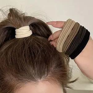 [콩심팥심]무매듭 헤어끈 10개 묶음 줄무늬 블랙 브라운 머리끈