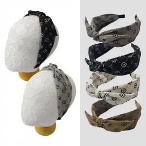 가을겨울 모노톤 패턴 리본 와이드 머리띠 4컬러 가을