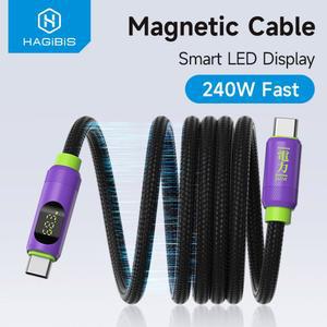 하기비스 마그네틱 USB C to 케이블 LED 디스플레이 탑재 충전 타입 PD 240W 고속 코드 15/16/17용