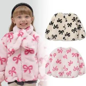 [래핑차일드](마산점) 25FW 아동 리본 몽글 퍼리 자켓 (85C29-161-70)