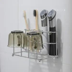 리빙공감 커플 욕실 무타공 스텐304 칫솔꽂이 양치컵걸이 2구
