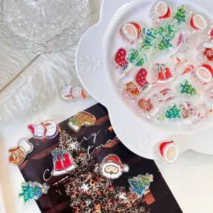 [5개]관통형 16.5mm 오로라 투명 크리스마스 믹스 3-925-6 비즈공예