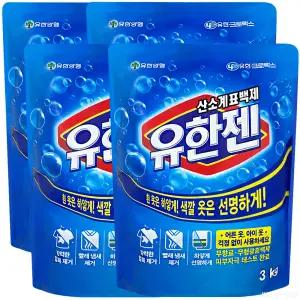 유한양행 산소계표백제 유한젠 분말형 리필 3kg 4개