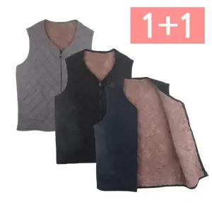 필굿 남성 여성 남자 여자 퀼팅 누빔 골덴 융기모 양모 퍼 조끼 2P 세트 빅사이즈 88~99 사무실 작업 근무복 뽀글이 겨울 방한용품