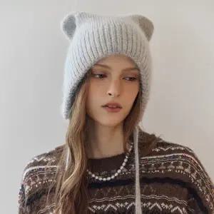 [마쟈]스트링 니트 캣 비니