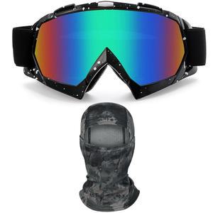 이무노 오토바이 먼지 자전거 고글 방풍 방진 ATV 레이싱 스키 보호 안전 안경, 발라클라바 마스크 포함