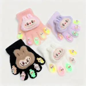 아벨리 라부부 키즈장갑 겨울장갑 데일리 털 장갑 손가락 보온 캐릭터 벙어리 어린이