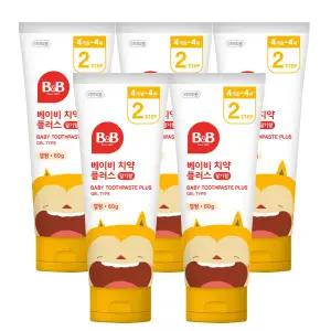 비앤비 베이비 치약 겔타입 딸기향 60g 5개