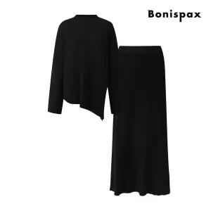 [보니스팍스](신세계 사우스시티)골지 언밸런스 니트 스커트 투피스 (XPBST002M0)