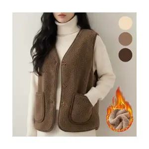 테디 뽀글이 융털 조끼 3color 2size 여성조끼 기모조끼 여성베스트