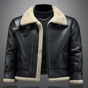 틴다샵 남자무스탕 블랙 점퍼 자켓 레더 브라운