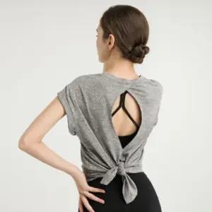 요가 크로스 바디 숏슬리브 슬리브티 여성운동복상의 웨어 복티 트레이닝 헬스 필라테스 상의