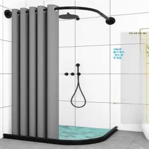 샤워커튼봉 세트 화장실 파티션 욕조 샤워실 무타공 곡선 막대 스테인