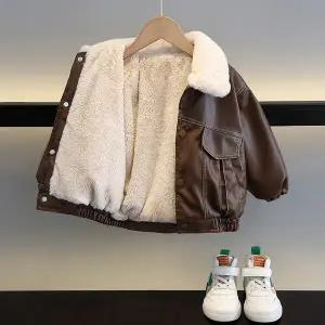 가죽 자켓 재킷 외투 점퍼 잠바 캐주얼 아동 의류 양털 2025겨울 두꺼운