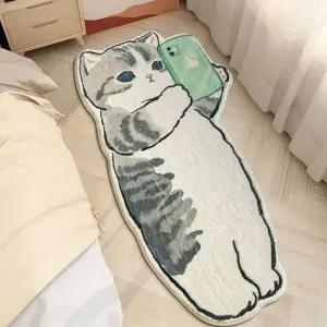 롱 고양이 홈꾸 발매트 침대밑 귀여운 러그 침실 원룸 인테리어러그 느벳렌