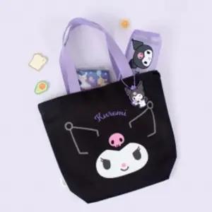 (195 X 65 X 255mm) 산리오 쿠로미 페이스 에코백/가방/에코/다용도/숄더/패브릭/예쁜/작은/미니/보조/가방