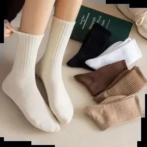 임산부양말 여자 중목 학생 골지 무압박 무지 검정양말 FMH23