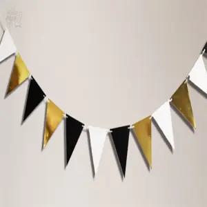 만무리 블랙골드 삼각 가랜드 생일파티