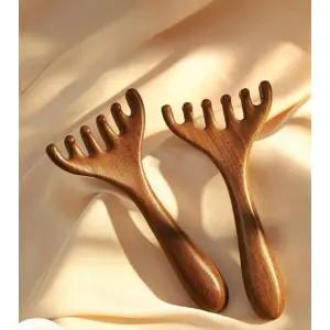 두피괄사 손잡이 우드괄사 갈사 나무 클래식 승모근 신형 사슴뿔 5발 마사지