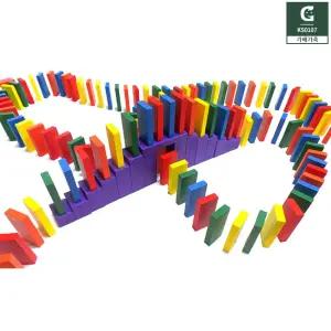 큰솔스토밍 칼라도미노 보관함 세트 원목 블럭 수세기 수연산 도미노놀이 어린이 (216p)