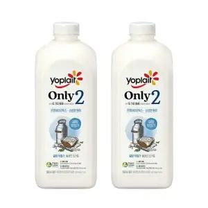 빙그레 요플레 Only2 무가당 플레인 요거트 대용량 1.8L 2병/설탕무첨가