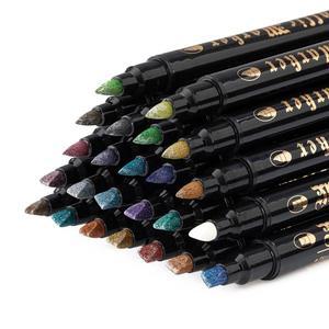 일라이루나 24 컬러 듀얼 팁 아크릴 페인트 펜, 암석 페인팅을 위한 금속성 아트 마커, 캔버스, 나무, 세라믹, 유리, 돌, 패브릭, DIY 공예 및 미술 용품용 파인 앤 브러시