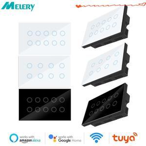 멜레리 147 더블 링 와이파이 스마트 터치 조명 벽 스위치 유리 패널 8구 투야 리모컨 (알렉사 홈 지원)