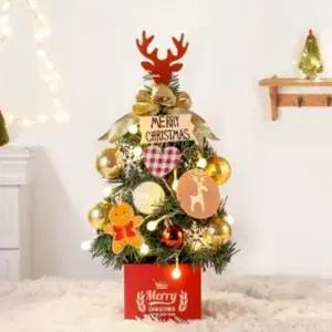 40cm 크리스마스 트리 오너먼트 풀세트 탁상용 미니 크리스마스 트리 소형 장식 진저브레드 화이트 케이스