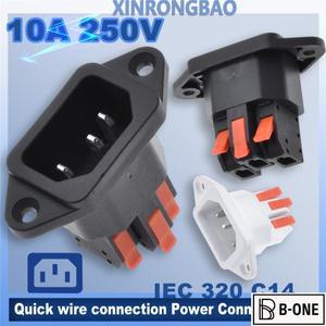 고품질 비 솔더 erminal 압착 전원 케이블 AC IEC320 C14 3pin 소켓 10A250V DIY 빠른 와이어 연결 커넥터