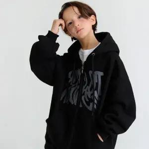 [보리보리/오실롯]E16 기모 웨이브후드 집업 (블랙)