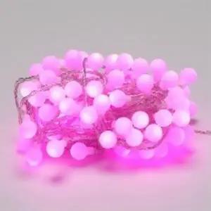 ( )LED 크리스마스 트리 앵두볼 전구 조명 96구 연결형 투명선 핑크색 DC24V 줄조명 트리구 장식
