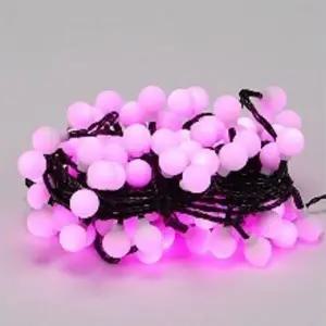 ( )LED 크리스마스 트리 앵두볼 전구 조명 96구 연결형 흑색선 핑크색 DC24V 줄조명 트리구 장식