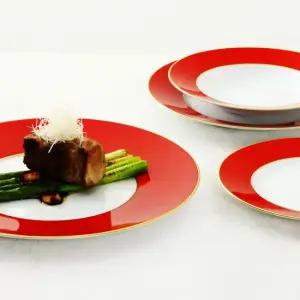 오리진 브라이트 레드 접시 1P 스테이크 파스타 샐러드볼 디너플레이트
