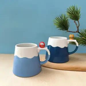 일본풍 후지산 데꼴 세라믹 머그 다루마 시바견 밀크 커피컵 300ml