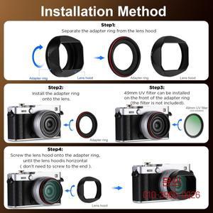 후아오지 메탈 스퀘어 렌즈 후드 (후지필름 X-E5 및 XF 23mm f2.8 세트용) 후지논 XF27mmF2.8 R WR 렌즈 39