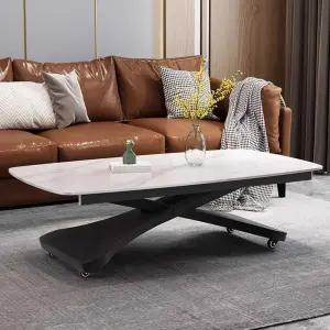 리프트업 테이블 높이조절 대리석 패턴 확장형 거실